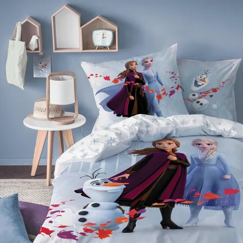 Disney's Frozen 2 Kinderbettwäsche - Eiskönigin 135x200 cm - Bettwäsche für Mädchen mit Anna, Elsa & Olaf, aus 100% hochwertiger Baumwolle in Renforcé, für langanhaltenden Komfort und angenehme Nächte.