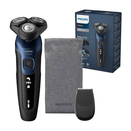 Philips Series 5000 S5465/18 - Nass- und Trockenrasierer in Blau, mit Schnellladefunktion und abwaschbaren Scherköpfen