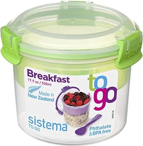 Sistema Frühstücksbehälter Breakfast TO GO 530 ml mint - Praktischer Frühstücksbehälter mit 530 ml Volumen in mintgrün, ideal für unterwegs und perfekt für frische Snacks oder Mahlzeiten.