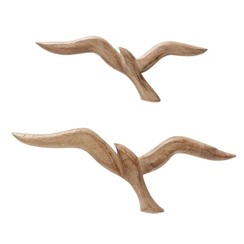 BOLTZE GRUPPE GmbH Wanddekoobjekt Seagull – 2er Set Möwen aus Mango Holz - Deko-Objekte für ein modernes Zuhause. Dieses 2er Set aus naturbraunem Mango Holz bringt maritimen Charme in jeden Raum und ist ideal für kreative Wandgestaltungen.