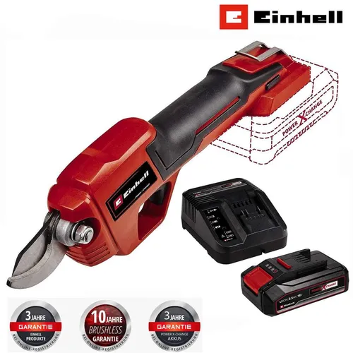 Einhell Akku-Astschere GE-GS 18 Li – Power X-Change 18 V - Strauchscheren mit 2,5 Ah Akku und Ladegerät, ideal für kabelloses Schneiden von Ästen und Sträuchern im Garten.