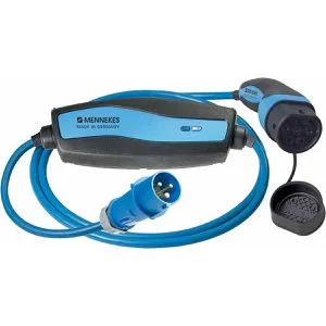 Mennekes E-Auto Not-Ladekabel 4 m - Mode 2 Typ 2 16A - Wallboxen - Ideal für Hybrid- und Elektro-PKW, mit 3,7 kW Schuko-Anschluss für flexible Nutzung an Haushaltssteckdosen. Sicherheit durch Schutzschalter und Temperaturmanagement.