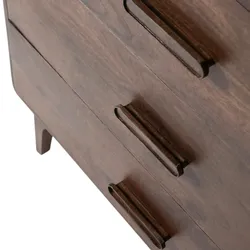 Liya Schubladenschrank aus Mangoholz dunkelbraun - Elegante Kommode mit drei geräumigen Schubladen, hergestellt aus hochwertigem Mangoholz, bietet großzügigen Stauraum und verleiht jedem Raum eine warme Ausstrahlung.