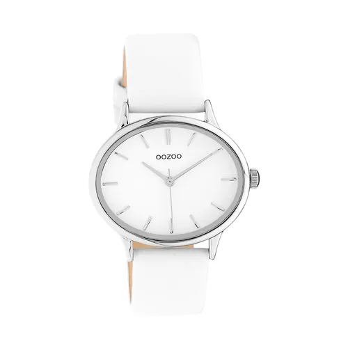 Oozoo Leder Damen Uhr Analog Quarzuhr Armband weiß Timepieces D2UOC10940