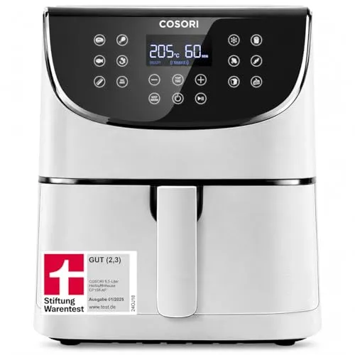 COSORI Heißluftfritteuse CP158-AF - Testsieger 2024 - Heißluftfritteuse mit 11-in-1 Funktionen, 100 Rezepten und energiesparend. Ideal für gesunde Mahlzeiten ohne Öl, perfekt für Familien mit 3-5 Personen.