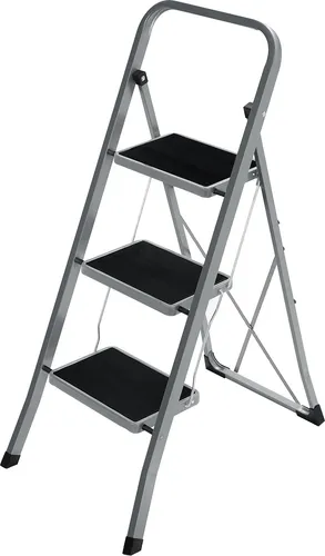 SONGMICS Klapptrittleiter mit 3 Stufen - Klappstufen aus stabilem Stahl, bis 150 kg belastbar, platzsparend und sicher - ideal für Küche, Garage und mehr.