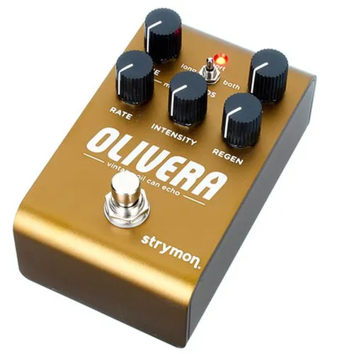 Strymon Olivera Delay - Strymon Olivera – modernes Vintage Oil Can Echo mit 300 Presets. Erlebe warme, charakteristische Wiederholungen und volle Kontrolle über Modulation und Feedback. Ideal für kreative Klanggestaltung auf deinem Pedalboard.