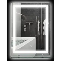 kleankin Badspiegel mit Beleuchtung, 3 Lichtfarben & Touch-Schalter - Moderner Badezimmer Wandspiegel mit IP44 Schutz, integrierter LED-Beleuchtung und praktischer Ablage für Badutensilien. Ideal für stilvolle und funktionale Bäder.