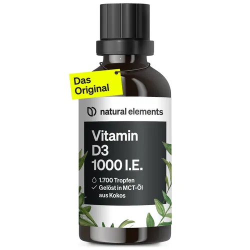 Vitamin D3 1000 I.E. Tropfen - 50 ml - Vitamine & Mineralien, unterstützt das Immunsystem und fördert die Knochengesundheit für eine ganzjährige Vitalität.