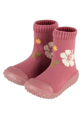 Sterntaler Adventure Socks Blumen - Baby und Kindersocken mit profilierter Gummisohle - bequeme Sockenschuhe aus schnelltrocknendem Material - Mädchen Indoor Outdoor Schuhe - rosenholz, Größe 28