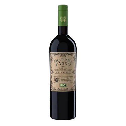 Doppio Passo Primitivo – Bio - Bio-Rotwein aus 100% Primitivo-Trauben mit feiner Restsüße, ideal zu Gemüse-Lasagne und ein Muss für Primitivo-Fans.