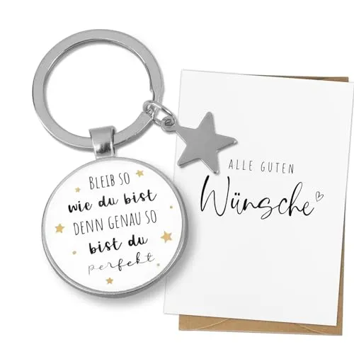 COLOFALLA Mutmacher Geschenk Schlüsselanhänger Bleib So Wie Du Bist Schlüsselring Beste Freundin Geschenke Abschiedsgeschenk Kollegen Kollegin Motivationsgeschenke Geschenk zum Abschied