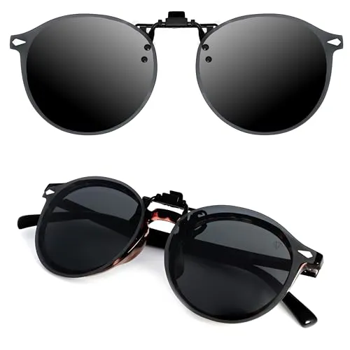 CREYESTAL Polarisiert Sonnenbrillen Aufsatz Brille, Ultraleichter Clip für Herren & Damen - Verwandeln Sie Ihre Korrekturbrille schnell in eine modische Sonnenbrille. Der ultraleichte Clip wiegt weniger als 10 Gramm und bietet optimalen UV400 Schutz für entspannte Augen an sonnigen Tagen.