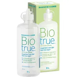 Biotrue All-in-one Lösung 300ml von Bausch + Lomb - Kontaktlinsenpflegemittel mit innovativer Formel, die den natürlichen pH-Wert des Tränenfilms nachahmt und für langanhaltenden Komfort sorgt.
