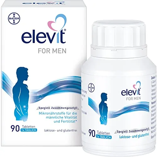 Elevit For Men 90 ST - Nahrungsergänzungsmittel für Männer, unterstützt die Fruchtbarkeit mit wichtigen Vitaminen und Mineralstoffen, ideal zur Vorbereitung auf eine Schwangerschaft.