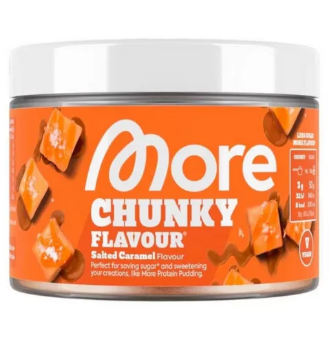 More Nutrition - Chunky Flavour - Salted Caramel - 150g Dose - Vielseitiges Geschmackspulver für Quarkspeisen, Backen und Shakes. Ideal für kreative Rezepte und vollmundigen Genuss in der Geschmacksrichtung Salted Caramel.