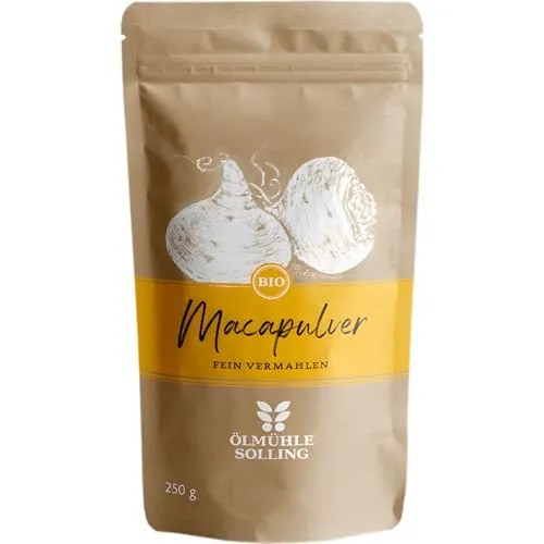 ÖLMÜHLE SOLLING - BIO Maca Pulver | aus kontrolliert biologischem Anbau. Mit wertvollen Aminosäuren und Vitaminen | Inhalt: 250 g