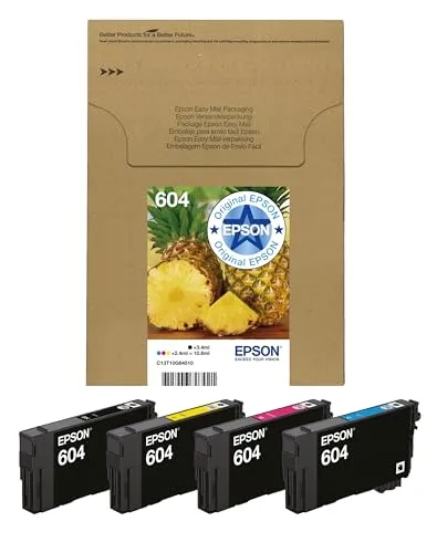 Epson Original 604 Tinte Ananas Multipack - 4-farbig Standard für XP-2200, XP-2205, XP-3200, XP-4205, kostenlose 4 Monate mit ReadyPrint Flex-Tarif