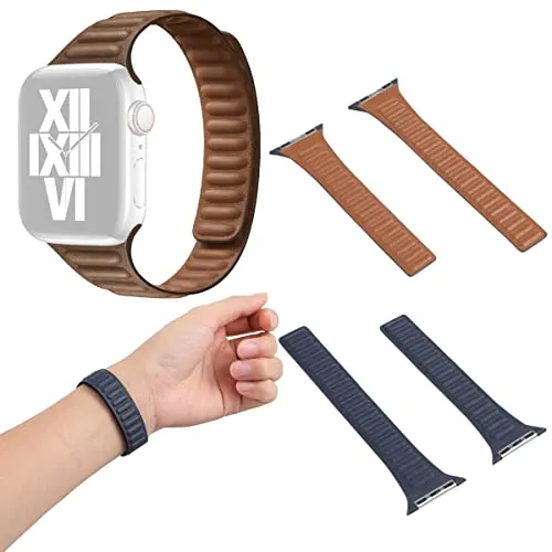 Wigento Für Apple Watch Series 9 8 7 Generation Gen 41mm / 6 SE 5 4 40mm / 3 2 1 38mm Uhr Kunst Leder/Silikon Armband Ersatz Arm Band Dunkel Braun