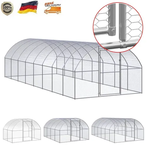 vidaXL Outdoor Hühnerstall 3x4x2m aus verzinktem Stahl - Geräumiger Geflügelstall aus stabilen, langlebigen verzinktem Stahl, ideal für Hühner und Kleintiere. Einfach zu reinigen und bietet viel Platz für Ihr Geflügel.