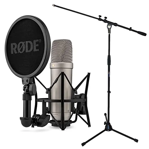 RØDE NT1 5th Generation Mikrofon mit Stativ - Mikrofon mit XLR & USB-Anschluss, integrierten Effekten für optimierten Studio-Sound, ideal für Gesang, Instrumente & Streaming.