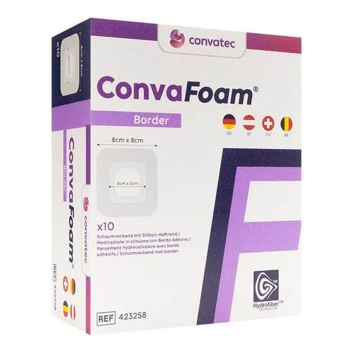 Convafoam Schaumverband Border 8x8 cm - 10 Stück - Arzneimittel: Hochabsorbierender Schaumverband für eine sanfte Wundheilung und optimalen Tragekomfort.