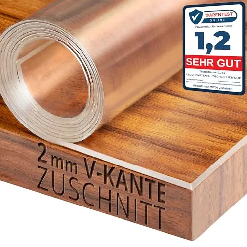 Transparente Folie 2mm abgeschrägte V Kante, glasklar und Hochglanz Schutzfolie Tischschutz Tischdecke Größe wählbar Eckig 55 x 70 cm Schutztischdecke