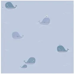 Profhome Vliestapete 381441-GU Kinder Tapete Tiermotiv matt blau grau weiß 5,33 m2, leicht strukturiert, matt, (1 Rolle, 5,33 qm), Vliestapete in blau blau 0.53 m x 10.05 m