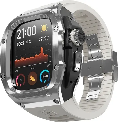 Apple Watch Ultra 2 / 1 Silikon Armband mit Metall Gehäuse - Smartwatch Zubehör mit robuster Metallhülle und integriertem Silikonarmband für optimalen Schutz und hohen Tragekomfort. Perfekt für die Apple Watch Ultra 2 / 1 49mm.