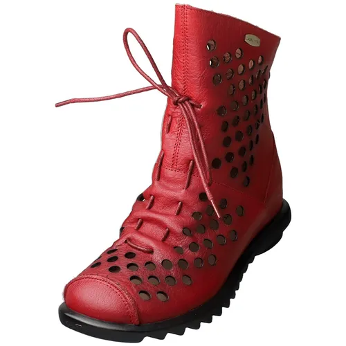 Laura Vita Damen Schnürstiefeletten 31393936373435 Rot 36 EU - Moderne Schnürstiefeletten in Rot mit hochwertigem Obermaterial und dekorativen Perforationen. Individuelle Anpassung durch Schnürung, flache Sohle für hohen Tragekomfort – ideal für den Alltag.