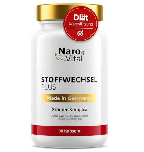 Stoffwechsel Kapseln - Grüntee Komplex mit Bittermelone - Fatburner für eine effektive Stoffwechselkur. Enthält natürliche Inhaltsstoffe wie Bittermelone und grünen Tee, laktosefrei und vegan, für eine gesunde Gewichtsreduktion.