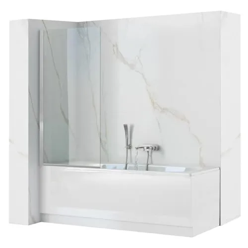 Rea Badewannenaufsatz Lagos 80 Chrome - Silber - Hochwertige Badewannenabtrennung für flexiblen Einsatz, mit stabiler Glasdicke von 5 mm und elegantem Chromprofil. Ideal für eine moderne Badgestaltung.