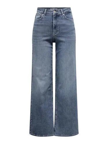 ONLY Onlmadison Blush Hw Wide DNM Tai853 Noos - Hochtaillierte Jeans - Jeans für Jugendliche mit weiterem Beinschnitt, Gürtelschlaufen und Knopfleiste für einen trendigen Look.