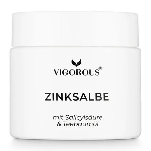 VIGOROUS® Zinksalbe für reine Haut - VIGOROUS® Zinksalbe zur gezielten Pflege bei Unreinheiten. Unterstützt die Regeneration der Haut mit natürlichen Inhaltsstoffen und sorgt für ein gepflegtes Hautgefühl.
