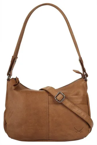 Sansibar Umhängetasche Damen 021879 cognac - Elegante Umhängetasche aus 100 % Rindleder im Vintage Look, mit durchdachtem Hauptfach und vielseitigen Trageoptionen für optimalen Komfort.