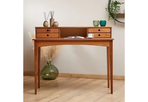 IDIMEX Schreibtisch MILANO – Massivholz Bürotisch mit 4 Schubladen - Schreibtisch aus massivem Kiefernholz in Kastanie, bietet mit 4 Schubladen viel Stauraum und ist ideal für Home Office oder Büro.