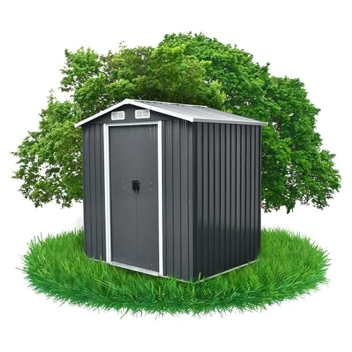 Grindi - Gerätehaus Metall Sorbus I - Gartenhütte - Gartenhaus - Geräteschuppen 131x194x200 cm Schiebetür - Garten Schrank - Fahrradgarage - Shelter - Gartengerätehaus - Tiny House