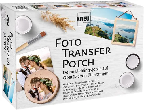 KREUL Foto Transfer POTCH Set mit Überzugslack Rakel Pinsel
