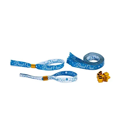 Oblique Unique® JGA Armbänder Set 1x Braut - 9X Braut Crew mit Glitzereffekt für Junggesellinnenabschied Hen Party Hochzeit Armband Mitgebsel Einheitsgröße Blau Weiß