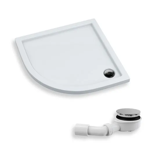 KOLMAN Duschwanne 100x100 cm Viertelkreis, Weiß - Duschkabinen & -wände, langlebige und beschädigungsresistente Konstruktion aus Sanitäracryl für ein modernes Badezimmerdesign