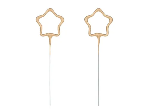partydeco Tortenstecker, Wunderkerzen Hochzeit 16x5cm Stern gold 2er Set