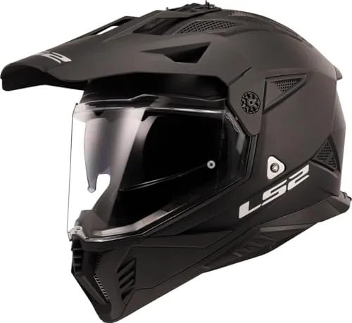 LS2 Motocrosshelme Pioneer II noir mat L - Motorradhelm aus thermoplastischen KPA- und Aramidfasern mit klarem Bildschirm und integriertem Sonnenschutz – ideal für Sicherheit und Komfort beim Fahren.