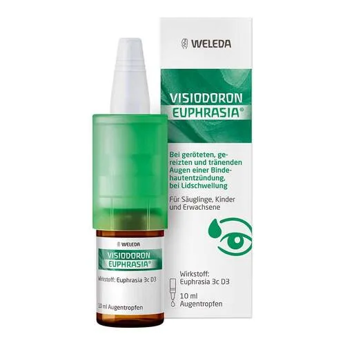Visiodoron Euphrasia Augentropfen - Arzneimittel zur Linderung von gereizten, geröteten und tränenden Augen. Ideal für Allergiker und Kontaktlinsenträger, frei von Konservierungsstoffen und auch für Säuglinge anwendbar.