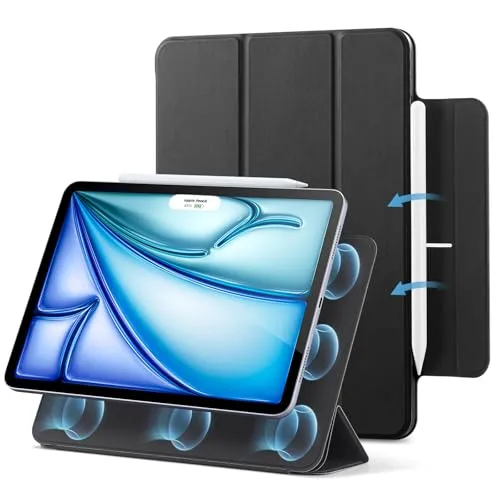 ESR für iPad Air 11 Zoll 2026 Hülle M4/M3/M2, iPad Air 5/4 Hülle (2025/2024/2022/2020) Starke Magnetbefestigung, Trifold Ständerhülle, unterstützt Pencil Pro/USB-C, Auto Ruhen/Wecken, Schwarz