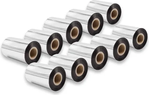 vhbw 10x Thermotransfer-Band kompatibel mit TSC TTP-345, TTP-344M Plus Drucker Etikettendrucker, Wischfest, 100 mm x 300 m, Wachs-Plus Schwarz