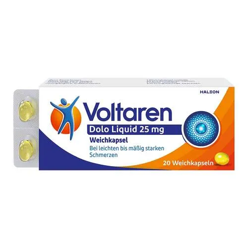 Voltaren Dolo Liquid 25mg - Schmerzmittel - Arzneimittel zur symptomatischen Behandlung von leichten bis mäßig starken Schmerzen und Fieber, wirkt schmerzstillend und entzündungshemmend dank Diclofenac-Kalium.