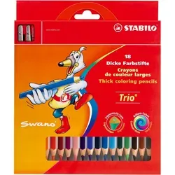 STABILO Dreikant Buntstifte Trio dick 18er Karton Etui inkl. Doppelspitzer