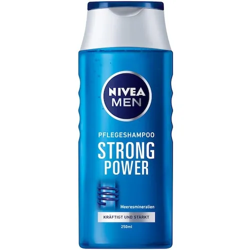 NIVEA MEN Strong Power Shampoo 250 ml - Haarpflege Shampoo für Männer, kräftigt plattes Haar mit Meeresmineralien und ist 99% biologisch abbaubar - sanfte Reinigung für gesunde Kopfhaut.