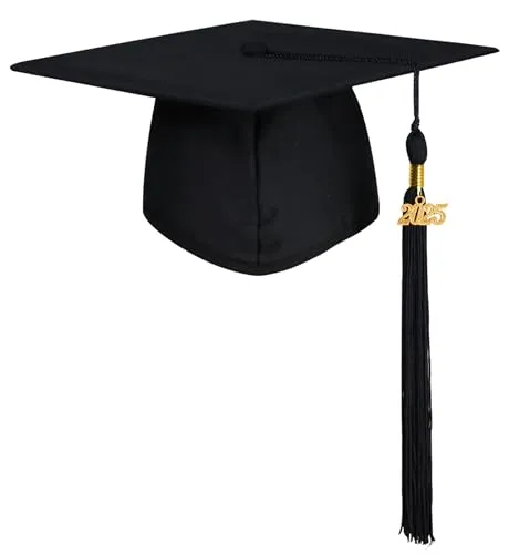 GraduationMall Doktorhut Studentenhut,Uni Abschluss Hut 2025 Anhänger Quaste für die Abschlussfeier vom Hochschule,Abitur,Bachelor Hut Schwarz