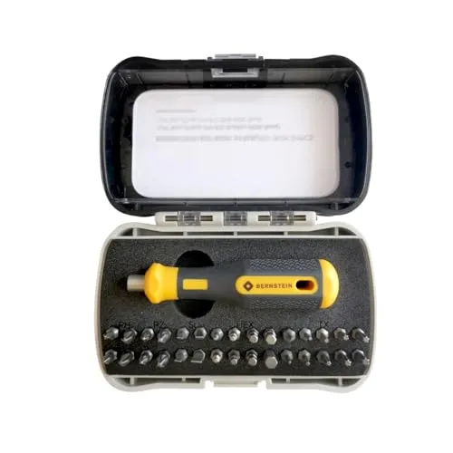 BERNSTEIN /4 ZOLL BIT-BOX 31-Teilig | Schlitz 3.0-5.0, Phillips PH0 - PH2, Pozi drive PZ1 - PZ2, Sechskant 1.5-6.0, Torx T5 - T25 + Griff Bitmagnethalteraufnahme